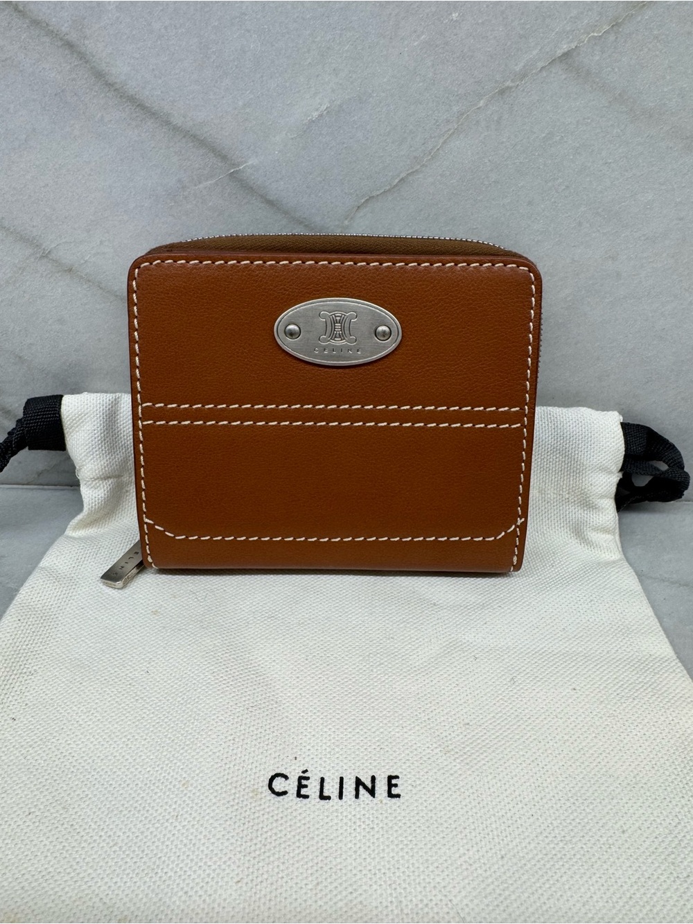 Celine Triomphe Leather Compact Wallet